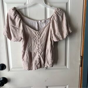 URBAN Romantics Floral Boho Puff Sleeve Button Peplum Blouse cottagecore Size L